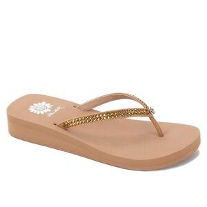 Yellow box JELLO TOAST Rhinestone FLIP FLOP  MEDIUM WIDTH NEW IN BOX